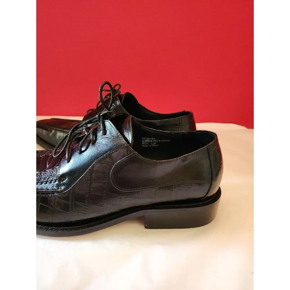 Stacy Adams Men's 11m Black, Snake print Leather Shoes Oxford 24195-01